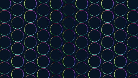 patrón circular de tonos superpuestos de círculos púrpuras y azules sobre un fondo negro