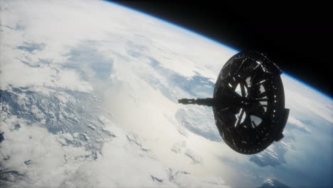 futuristic space satellite orbiting the earth