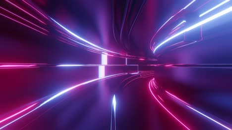 un túnel de alta tecnología abstracto en bucle de 4k con luces de neón, la cámara vuela a través del túnel, las luces de neon púrpura parpadean. fondo de ciencia ficción al estilo de cyberpunk o futuro de alta tecnología. fondo futurista 11