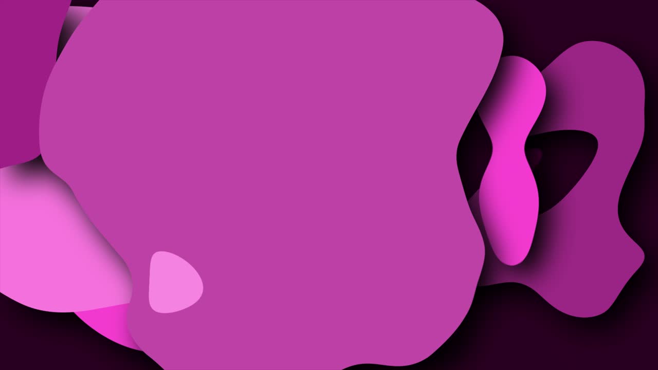2D animated swirling blobs and circles on a dark background with dynamic twisting abstract motion graphics painting style splotches and squiggles moving hypnotic visual effects colour pink magenta