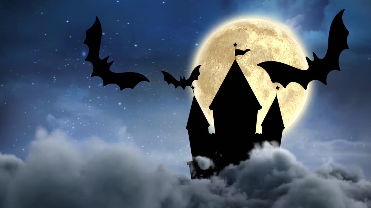 Animazione di pipistrelli volanti su cielo notturno