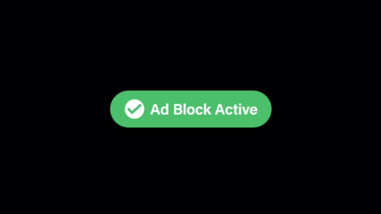 Varslingsbanner for aktiv annonseblokkering på svart bakgrunn