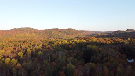 Vista-Aérea-Del-Bosque-De-árboles-En-Las-Montañas-Laurentides-Québec-Canadá