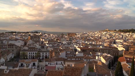 calm and relaxing scenery over spanish city with many houses and street