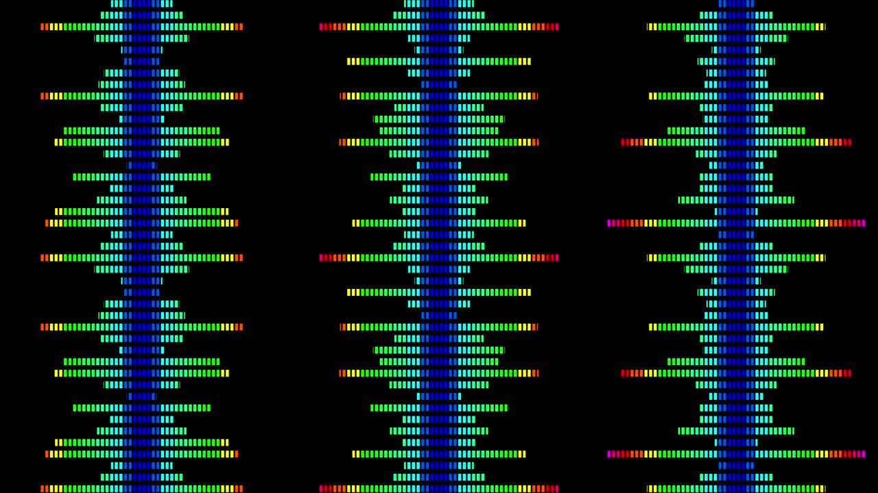 líneas de onda coloridas. onda de sonido de ecualizador. concepto de onda de pulso digital. bucle futurista en fondo negro. música animación de onda colorida.