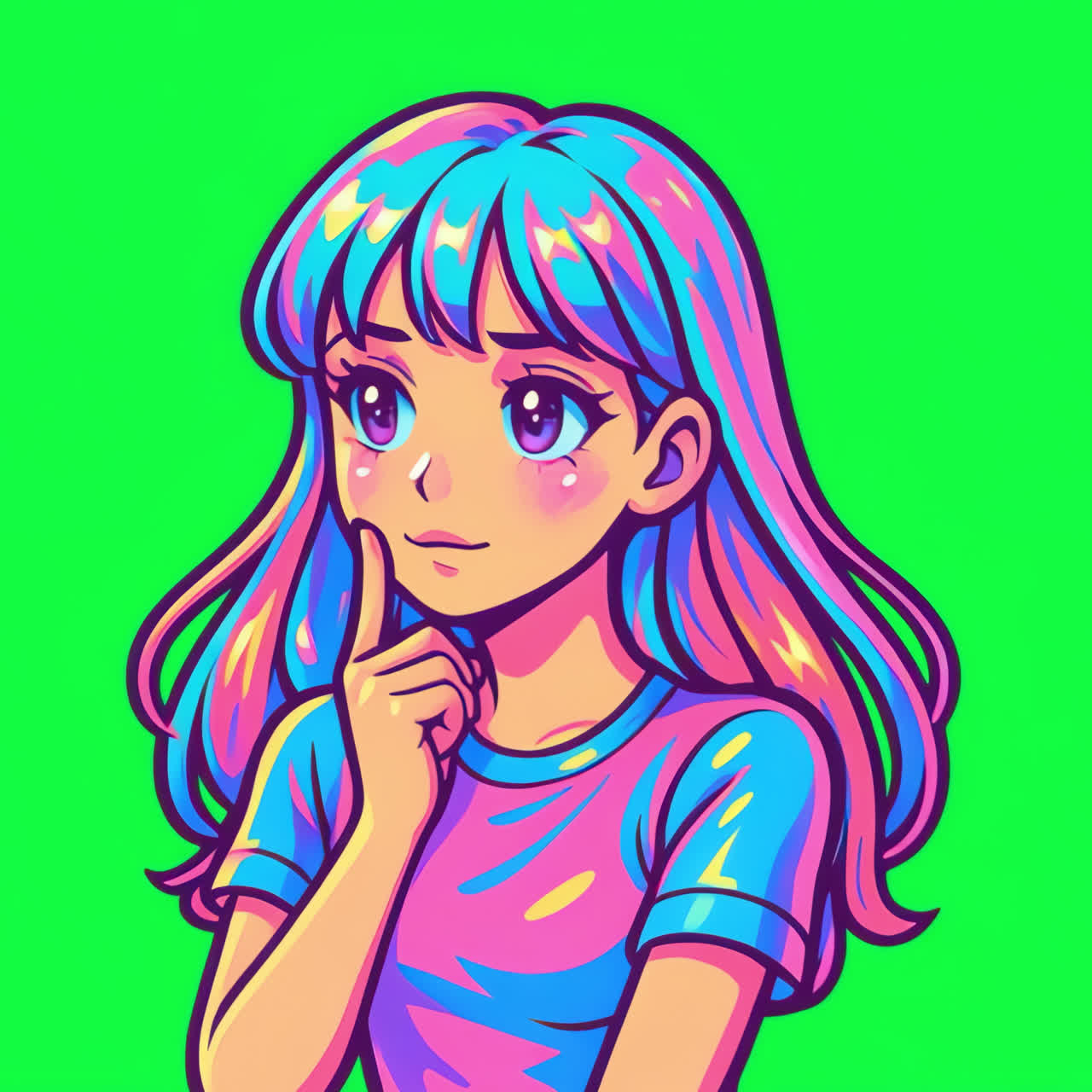 Animazione di ragazza anime colorata, risorsa isolata, video 4K trasparente, canale alfa