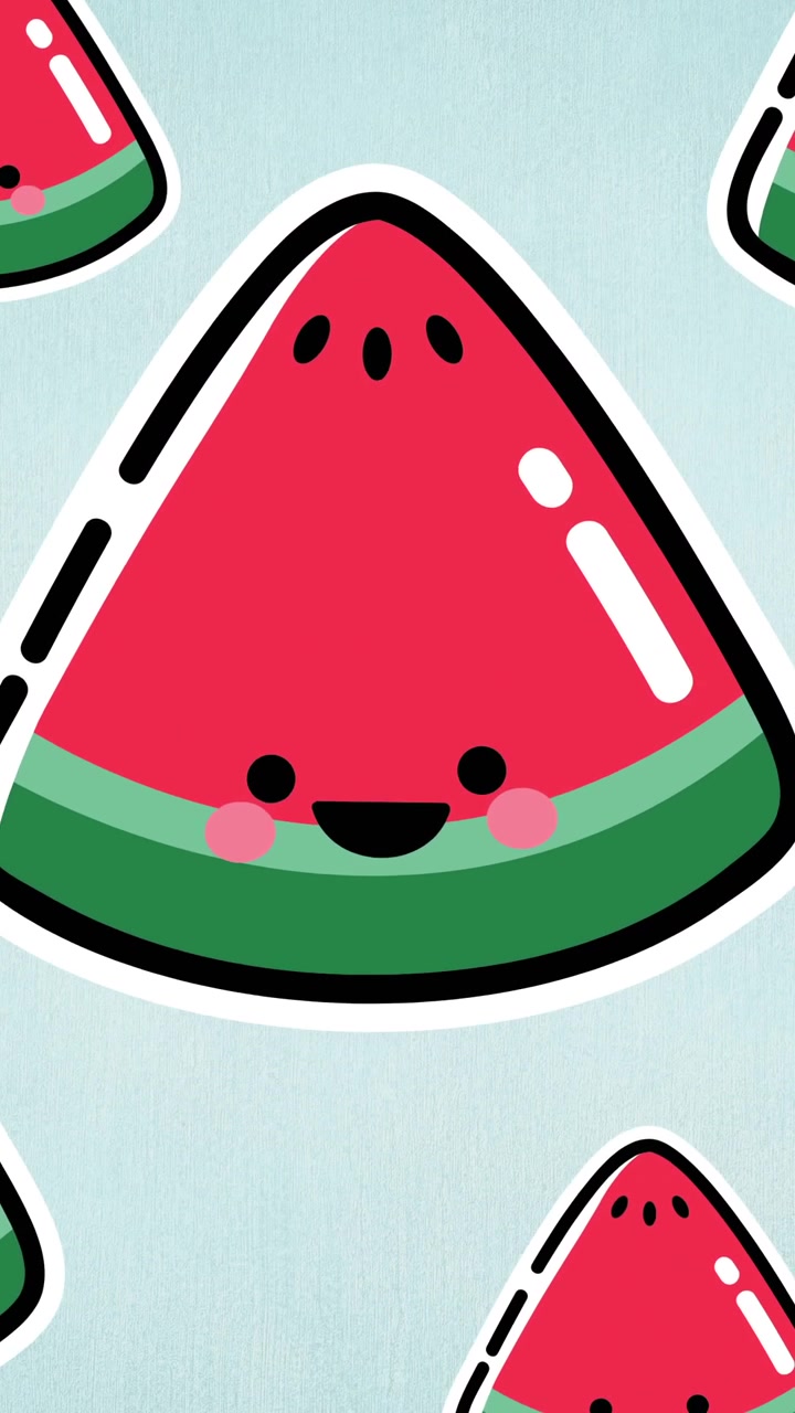Animation of single watermelons floating on white background