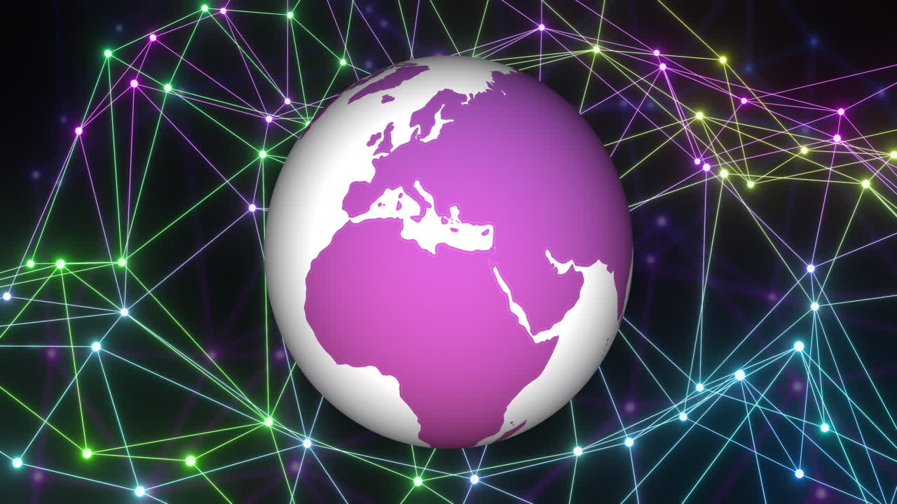 animación del globo con una red de conexiones