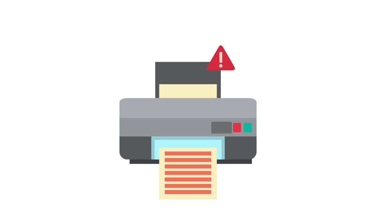 Printer Error Warning Animation with Document Output