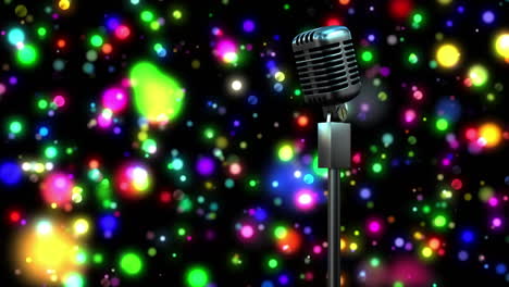 animation of rerto microphone over shining colorful bokeh