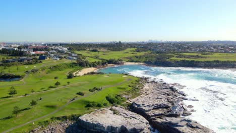 famous little bay beach with the rocky seashore in new south wales, australia