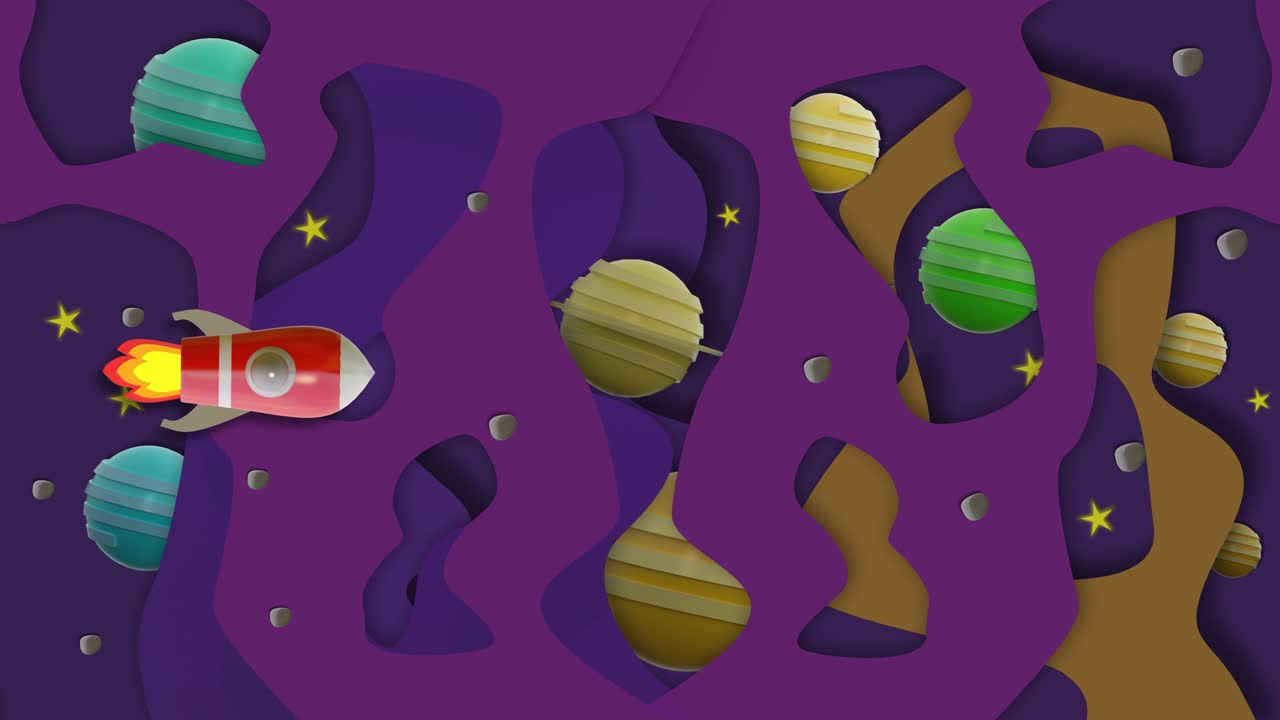 movimiento de animación, nave espacial volando en el espacio. segundos 2-8 puede cortar para el bucle