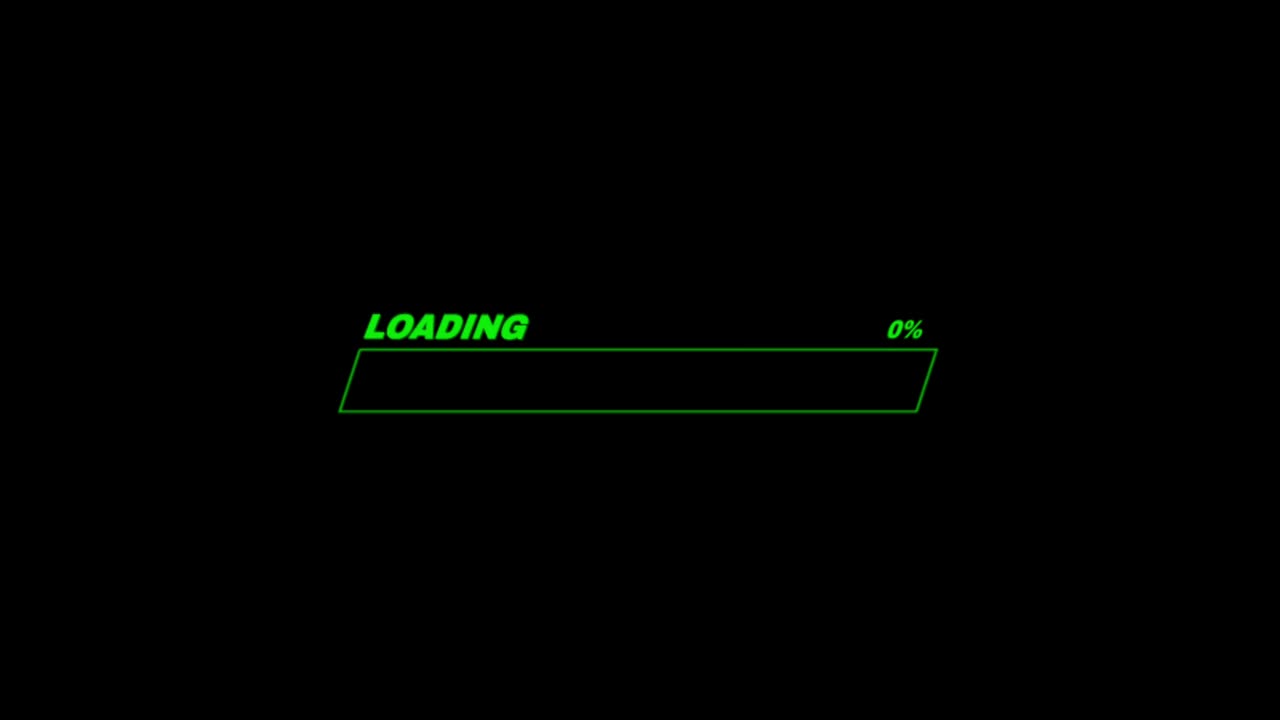 Animation colorful loading bar on black background.