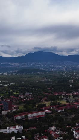 vertical drone shots of a cloudy day in mexico city