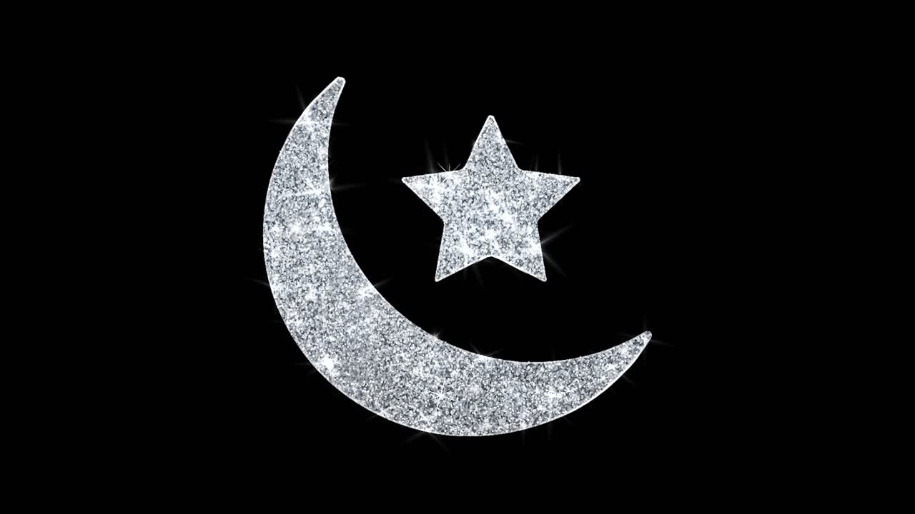 Eid islamic icon sparkling shining white blinking particles diamond glitter loop light 4k animation