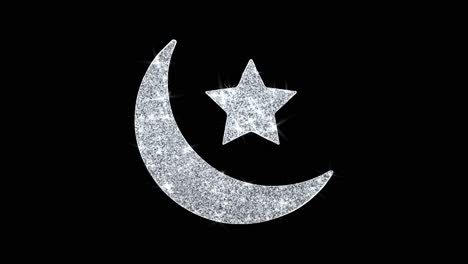 eid islamic icon sparkling shining white blinking particles diamond glitter loop light 4k animation