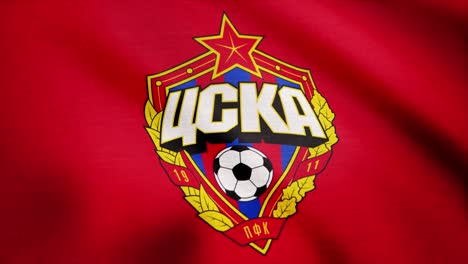 cska moscow football club logo on a red flag