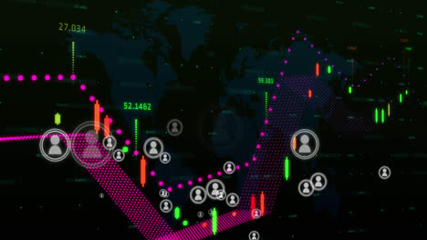 Digital-profile-icons-against-Financial-data-processing-