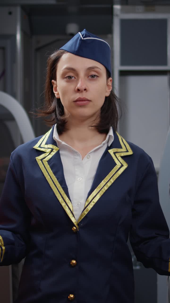 Assistente di volo in uniforme