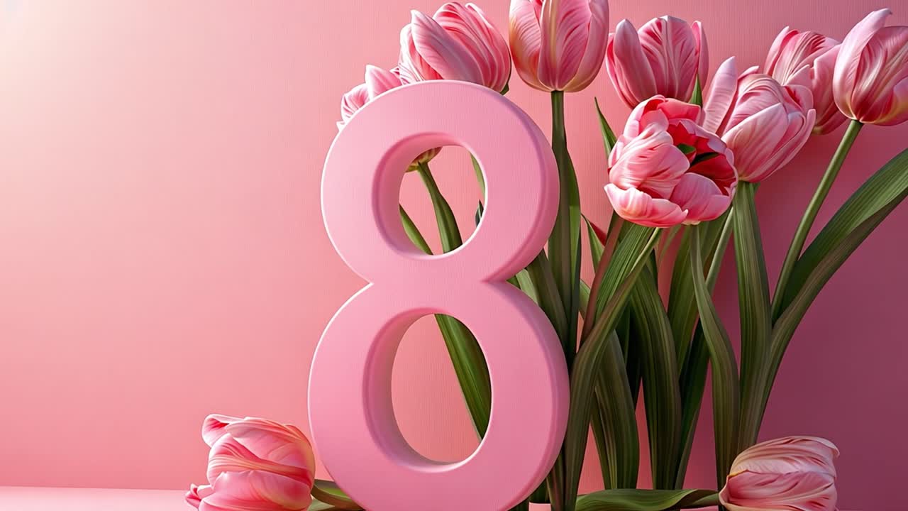 Tulipani rosa e numero 8 per la Giornata Internazionale della Donna