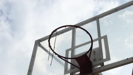 dramatic moving cloud background of a basketball ring