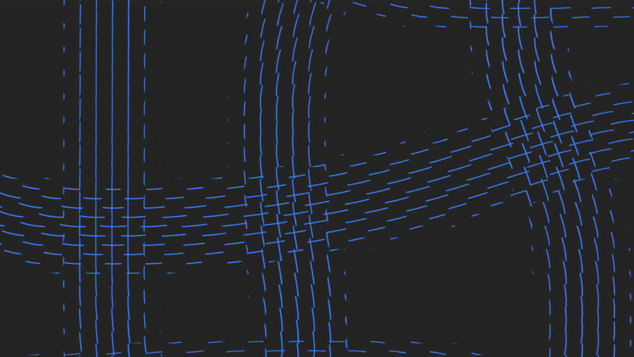 A minimalist black and blue abstract pattern featuring thin blue lines in a zigzag design, giving a wavy effect. Designed with straight edges, image is simple and devoid of additional elements
