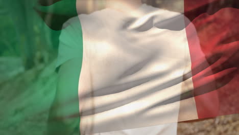 animation of flag of italy over diverse male soldiers