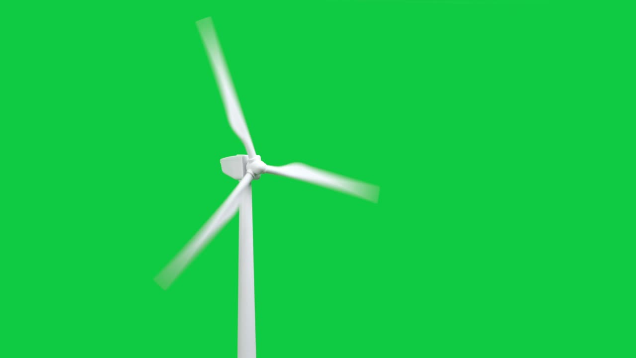 녹색 스크린 배경에 고립 된 풍력 터빈