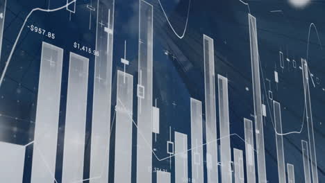 animation of multiple graphs with changing numbers over abstract background