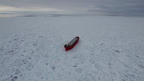 Red Cargo Ship in Arctic Ice