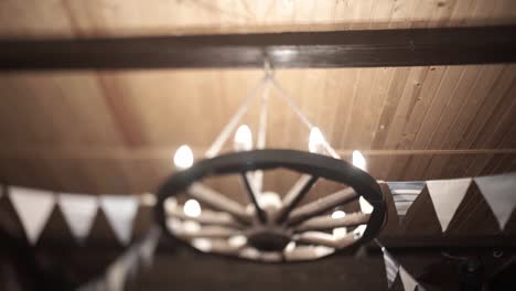 rustic wooden wheel chandelier