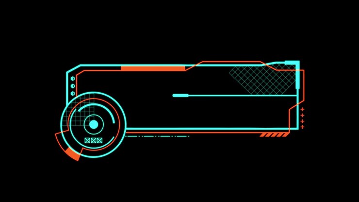 Animasi antarmuka HUD futuristik dengan elemen pemuatan melingkar