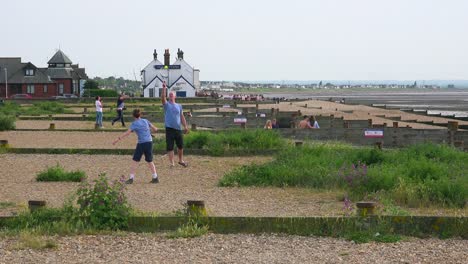 good establishing shot of whitstable bay kent england on the thames estuary