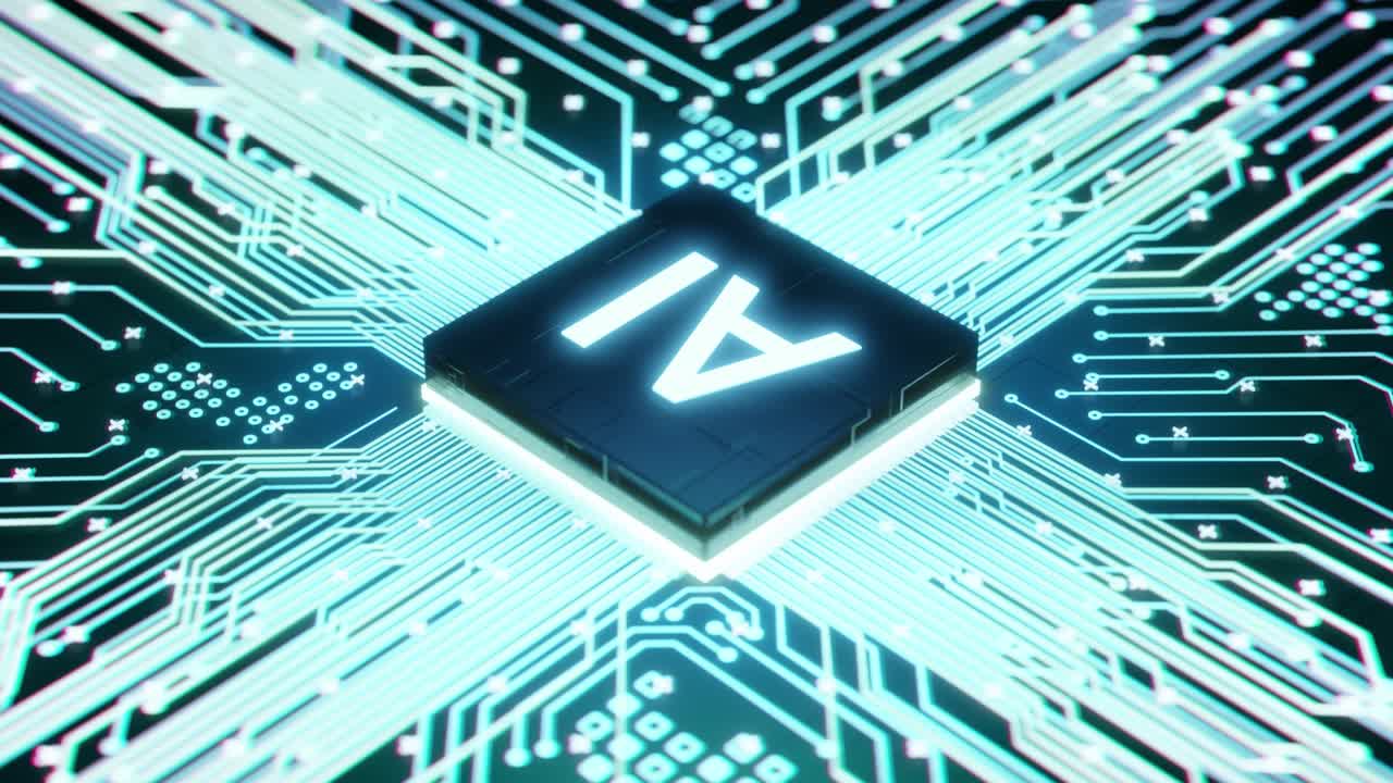 un microprocesador en el circuito de la placa base de la computadora