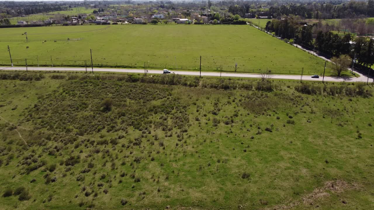 pequeña furgoneta blanca conduciendo por carretera en una zona rural de buenos aires, argentina