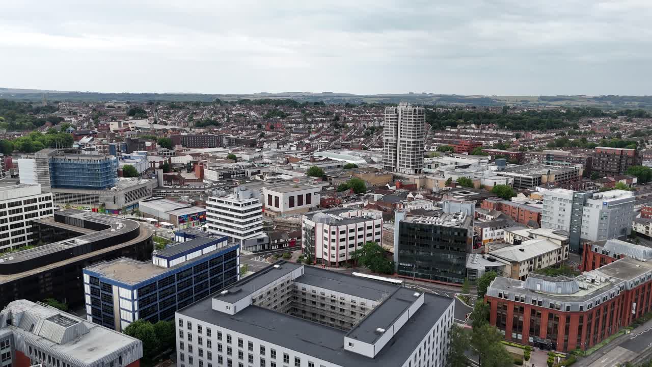 High rise offices Swindon Town centre Wiltshire England drone,aerial
