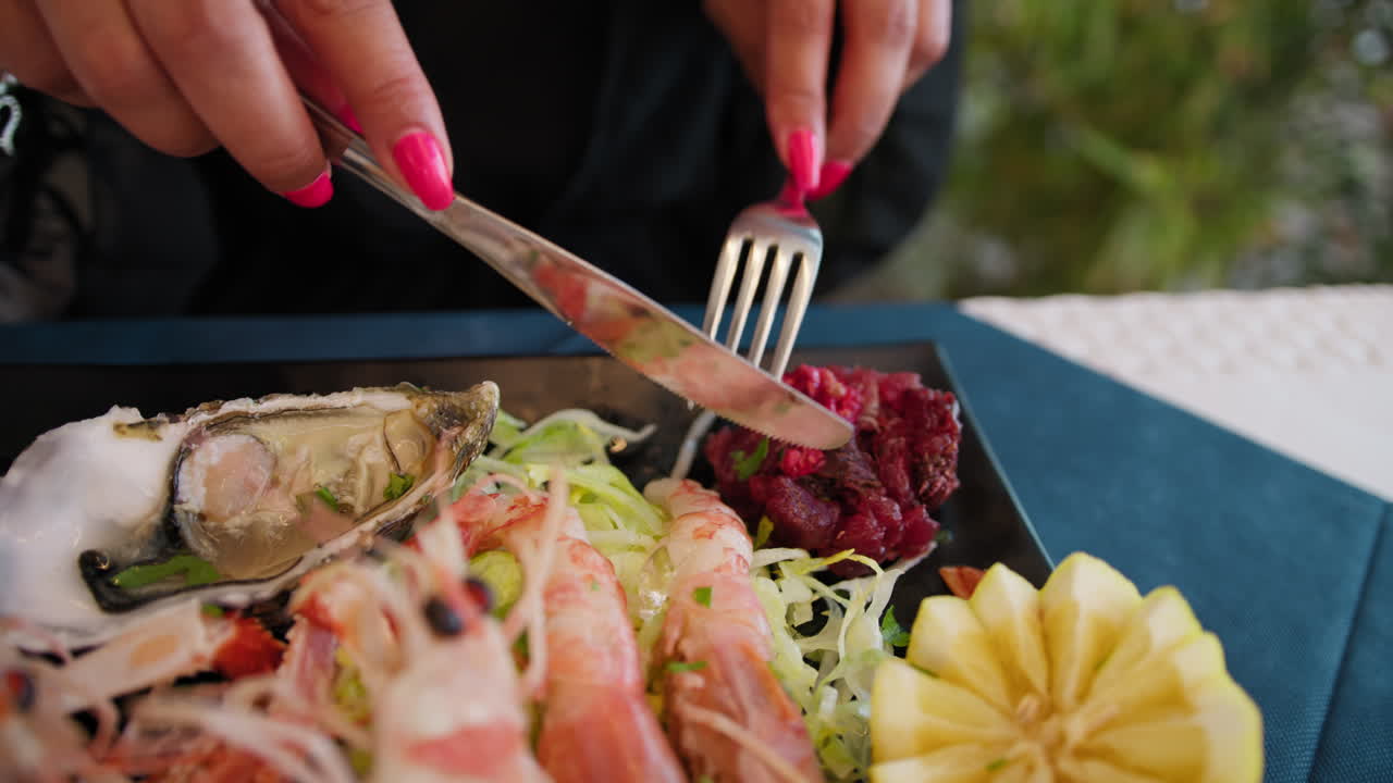 Oyster And Shrimps Inside The Gourmet Dish At The Beach Resort