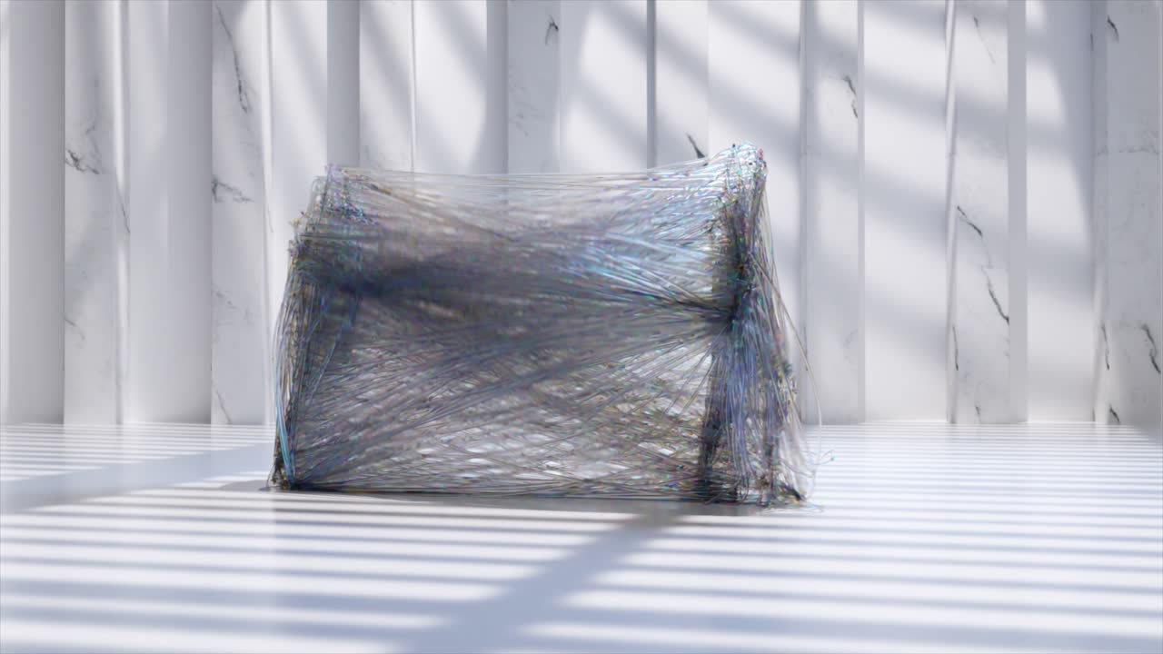 추상적인  대리석 인테리어와 이리데센트 큐브