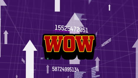 animación del texto wow sobre la cuadrícula y procesamiento de datos