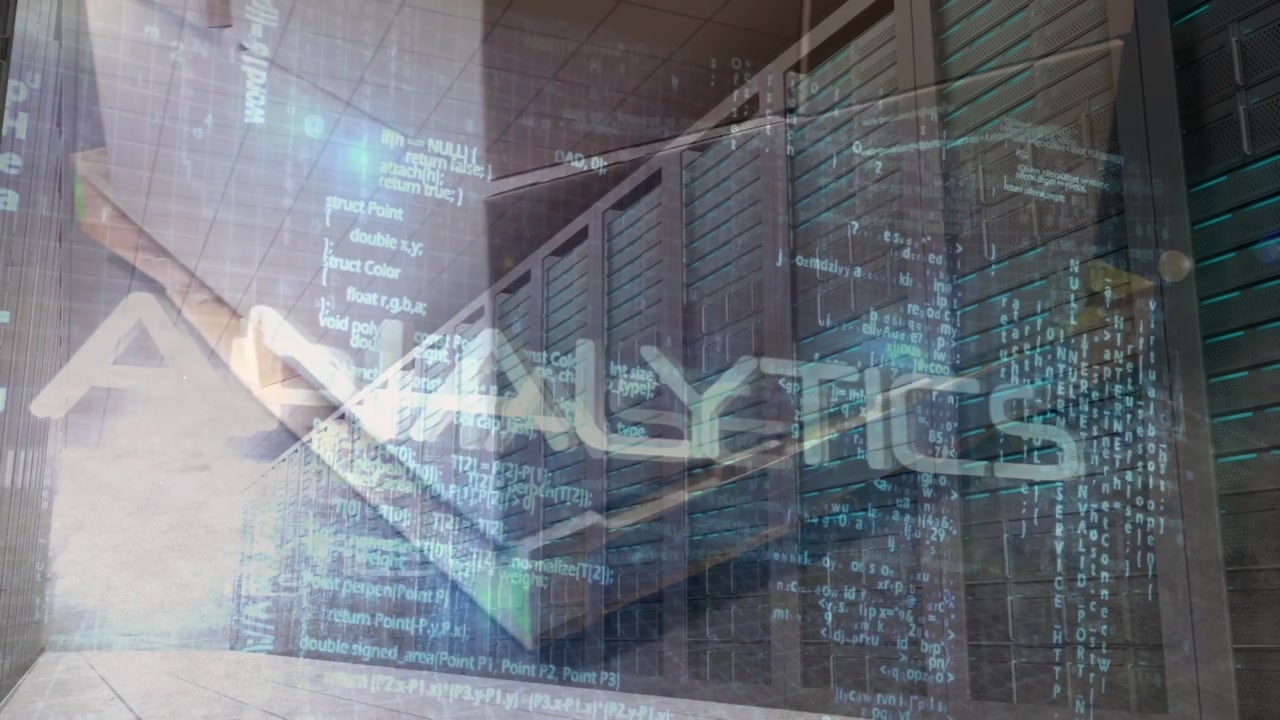 Animation of data processing and analytics over boxes in warehouse and servers