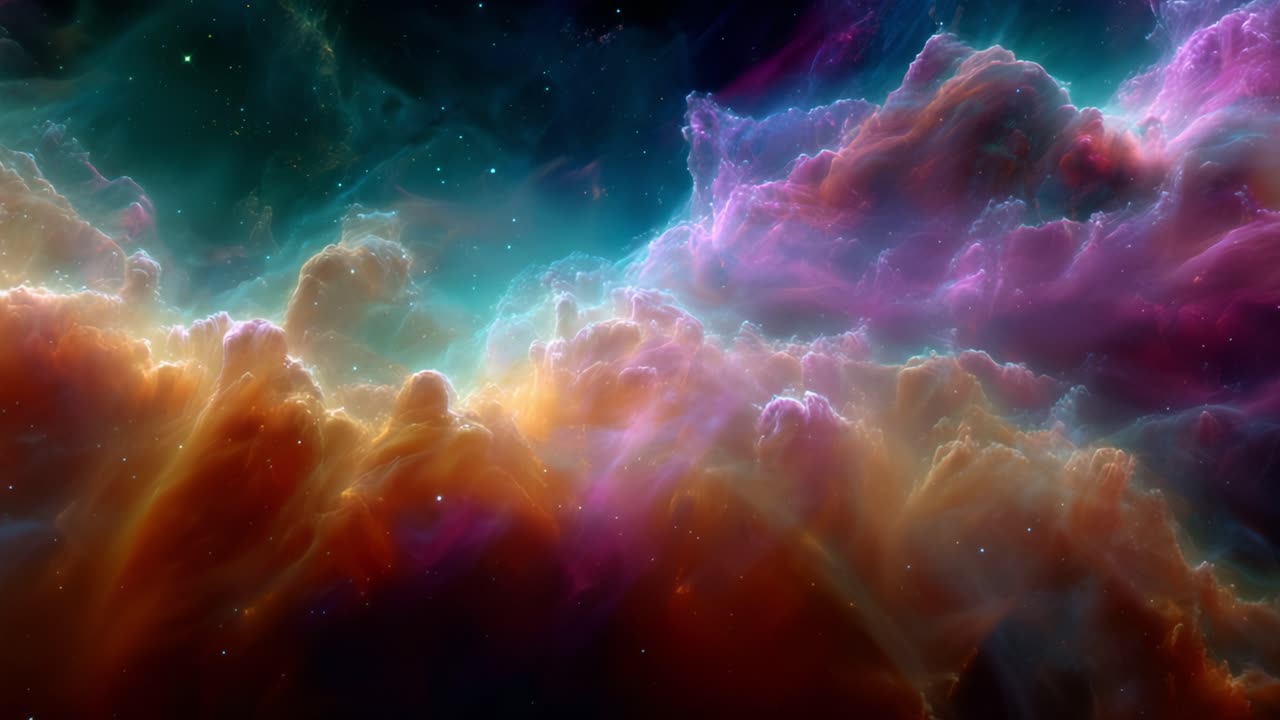 A Breathtaking Cosmic Scene: Vibrant Swirls of Color in an Interstellar Nebula Filled with Spectacular Clouds and Stellar Matter, Capturing the Essence of Outer Space Beauty