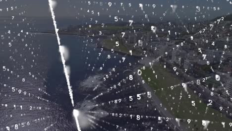 animación de la transferencia de datos sobre el paisaje urbano