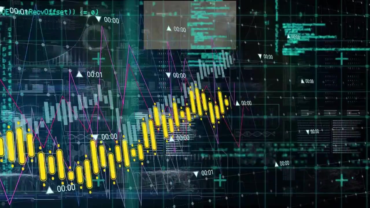 Digital Financial Stock Market Chart with Data Analysis