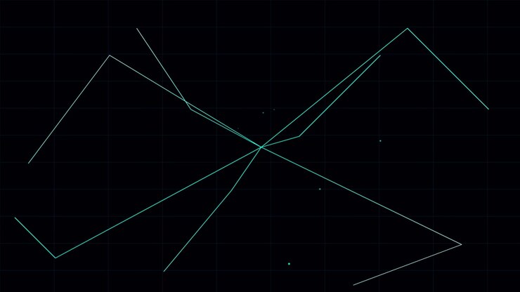 Abstract Geometric Lines and Floating Particles on Dark Grid Background