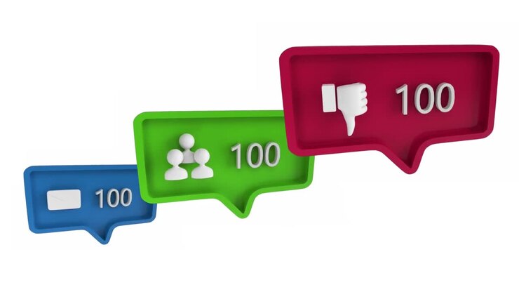Icone con conteggio in aumento sui social media