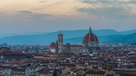 Lapso-De-Tiempo-Al-Atardecer-Del-Horizonte-De-Florencia-En-Italia