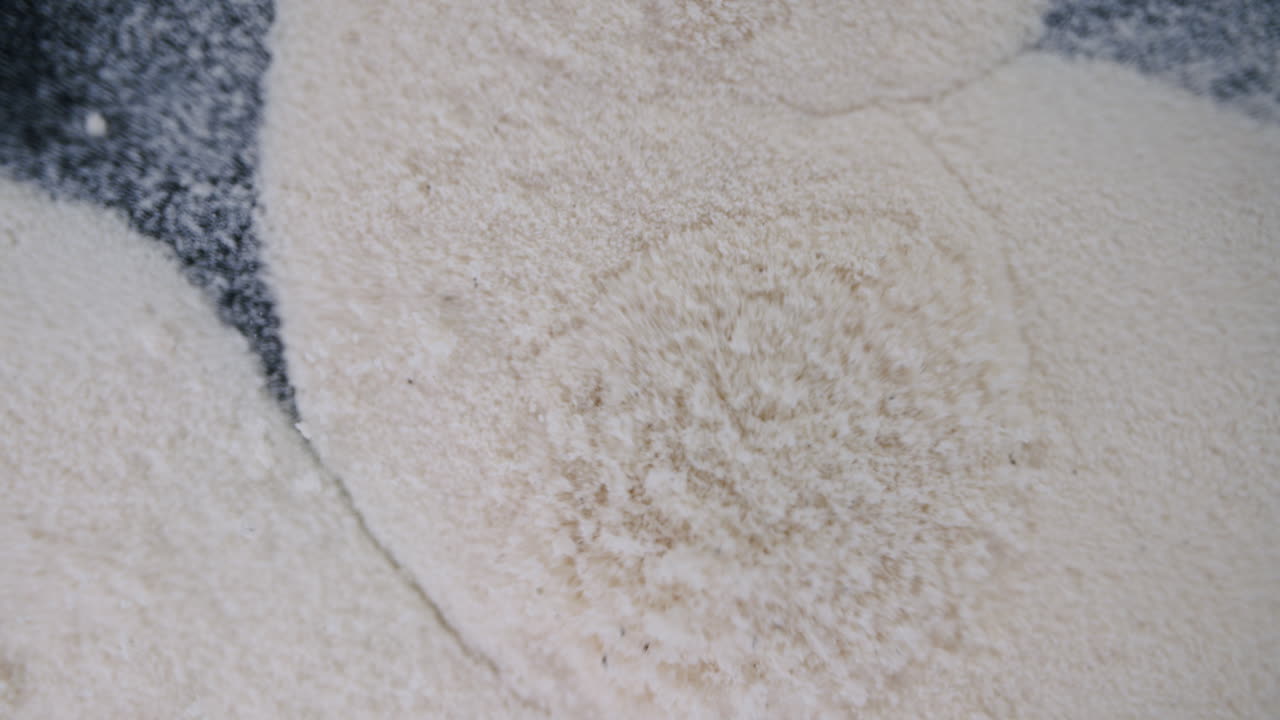 진동판에서 움직이는 모래의 매크로 샷 및 사이매틱 형태 및 패턴 생성