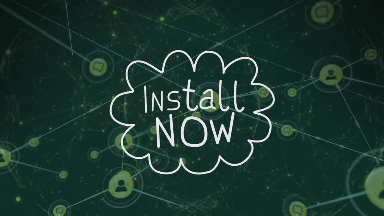 이제 연결 네트워크를 통해 텍스트를 설치하는 애니메이션.