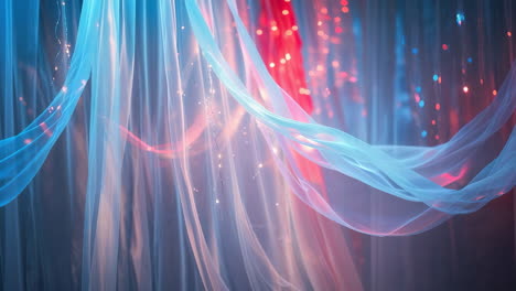 ethereal draped fabrics with colorful bokeh lights