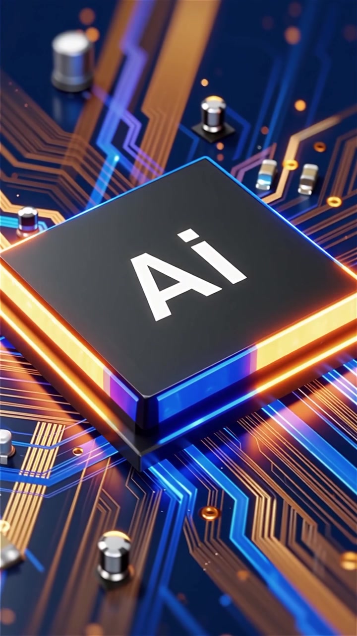 Futuristic AI Chip Motherboard Technology Background